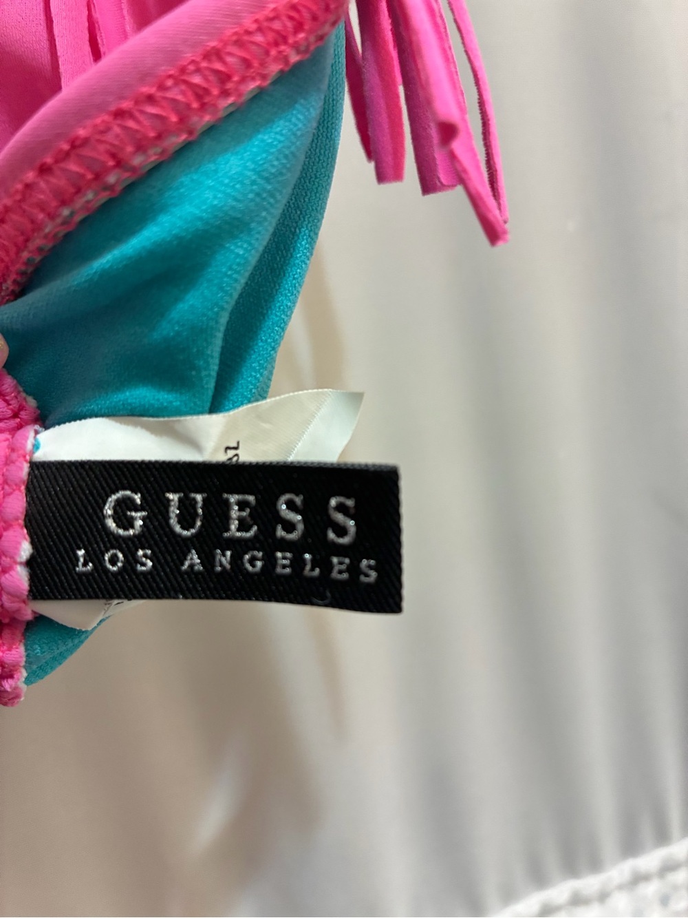 Guess Hot Pink Fringe Halter Bikini Top - Picture 2 of 3